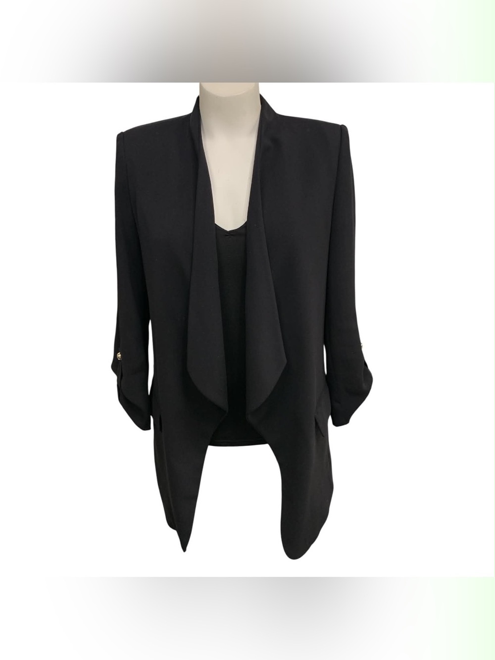 Zara Black Draped Open-Front Blazer Size S